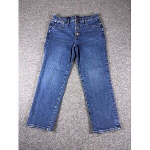 J Crew Women Essential Straight High Rise Button Fly Medium Wash Jeans Size 31
